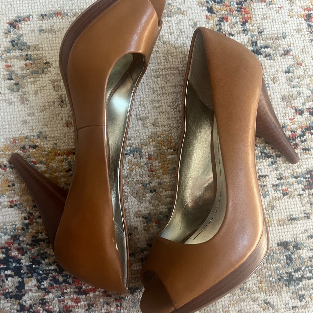Style & Co Brown Peep Toe Heels - Picture 3 of 8